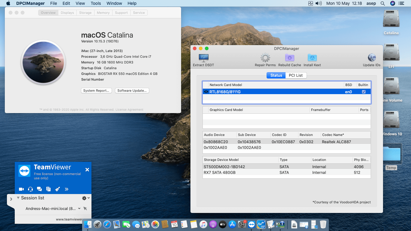 Success Hackintosh macOS Catalina 10.15.3 Build 19D76 at Asus H81M-C + Intel Core i7 4790 + Biostar RX 550